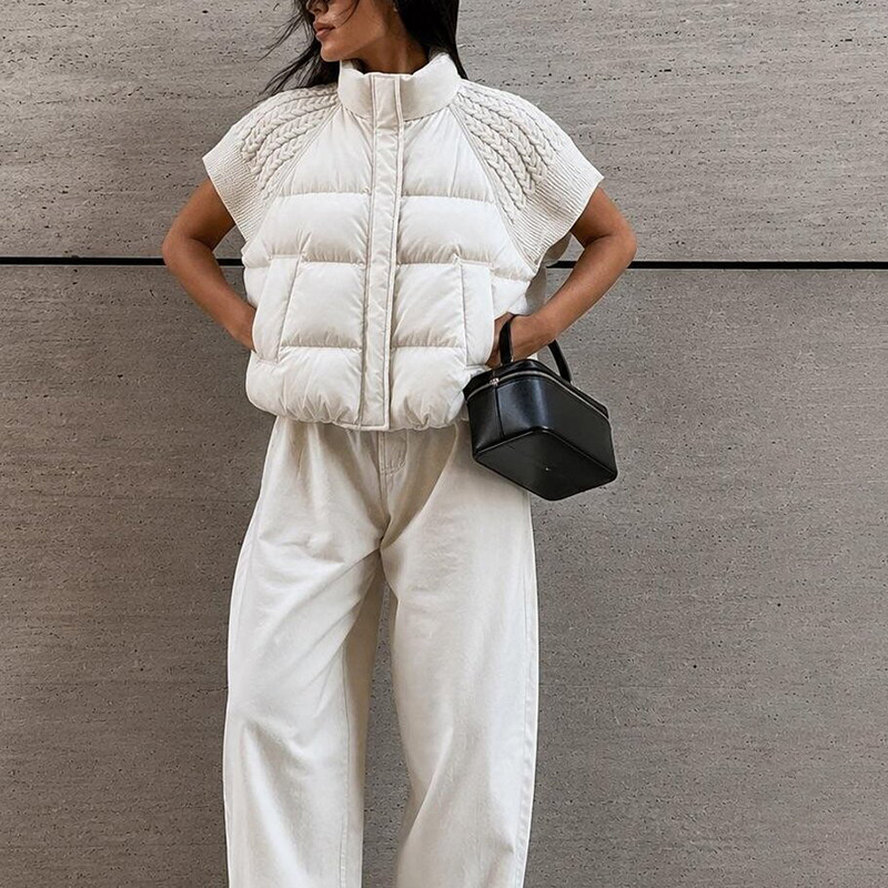 Padded Vest Gilet - Colete Feminino Elegante Curto Acolchoado Sem