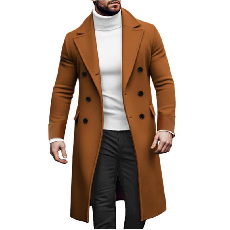 Winter Clothing Types - Casaco longo trespassado masculino com forro,