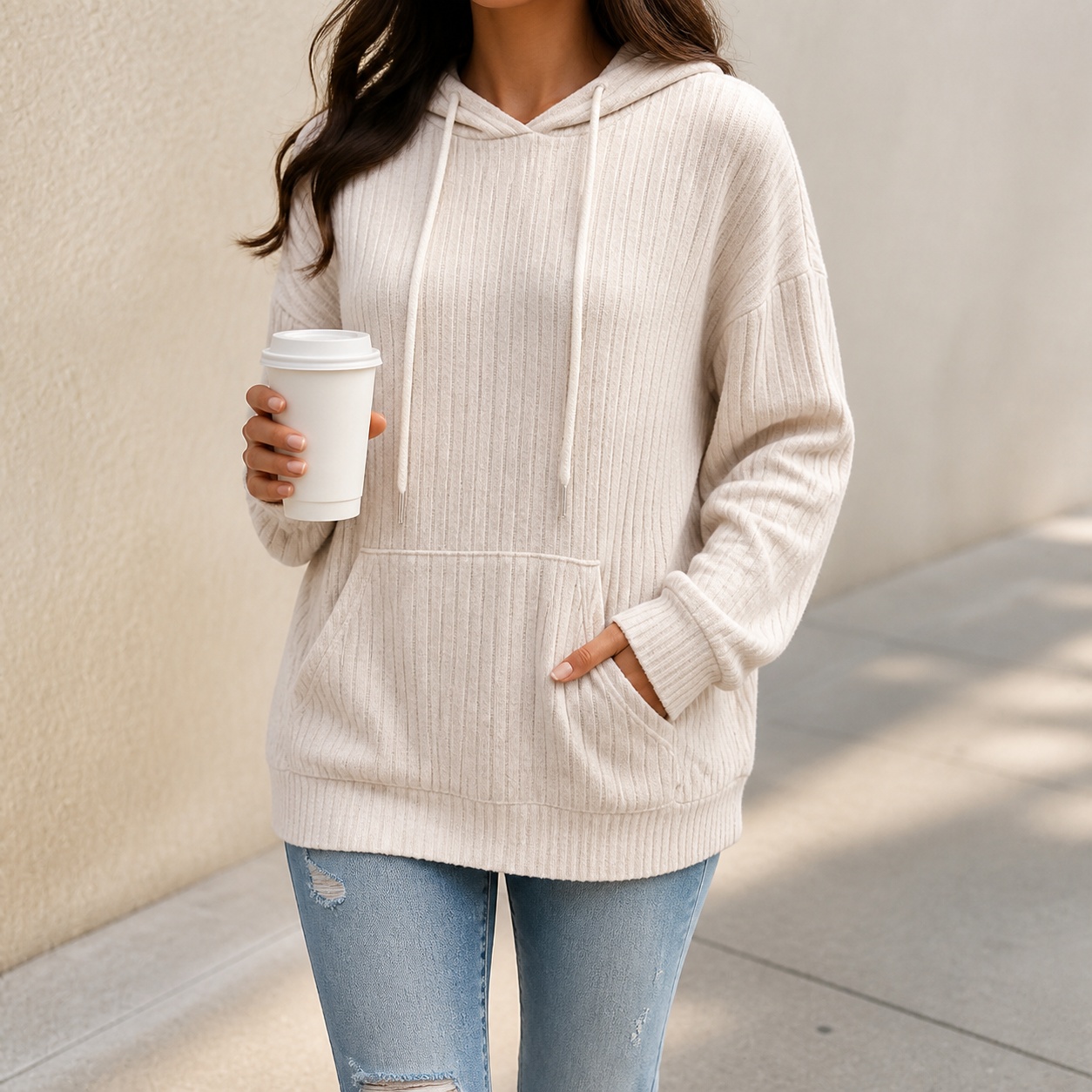 Winter Clothing Types - Roupas de Inverno Femininas, Hoodie Listrado