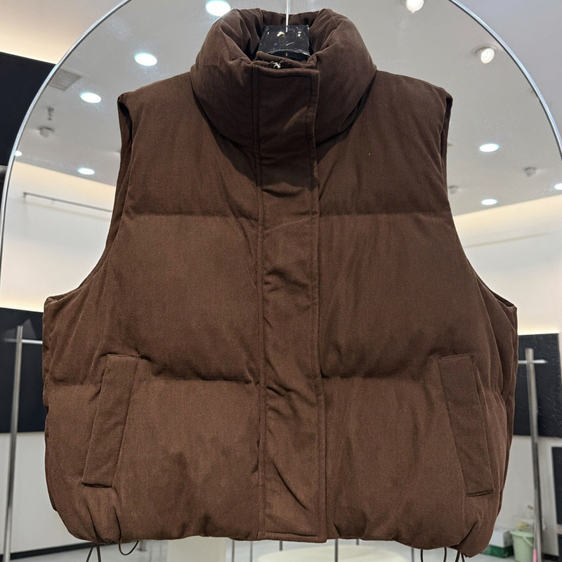 Padded Vest Gilet - Colete acolchoado feminino com gola alta,