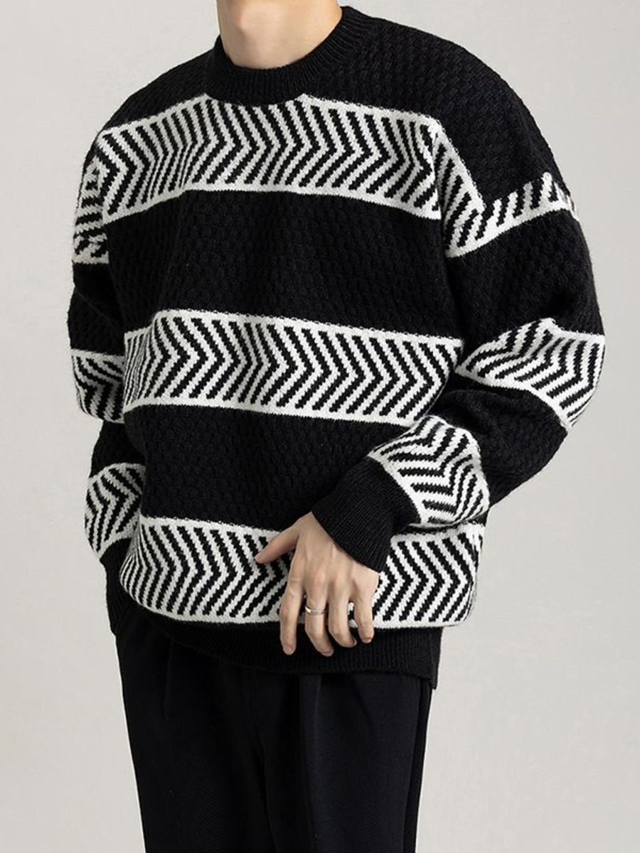 Winter Clothing Hong Kong - Casual solto listras pulôver camisola cores