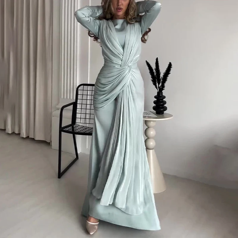 Winter Clothing Dress Up - Elegante o pescoço moda tie-up cintura