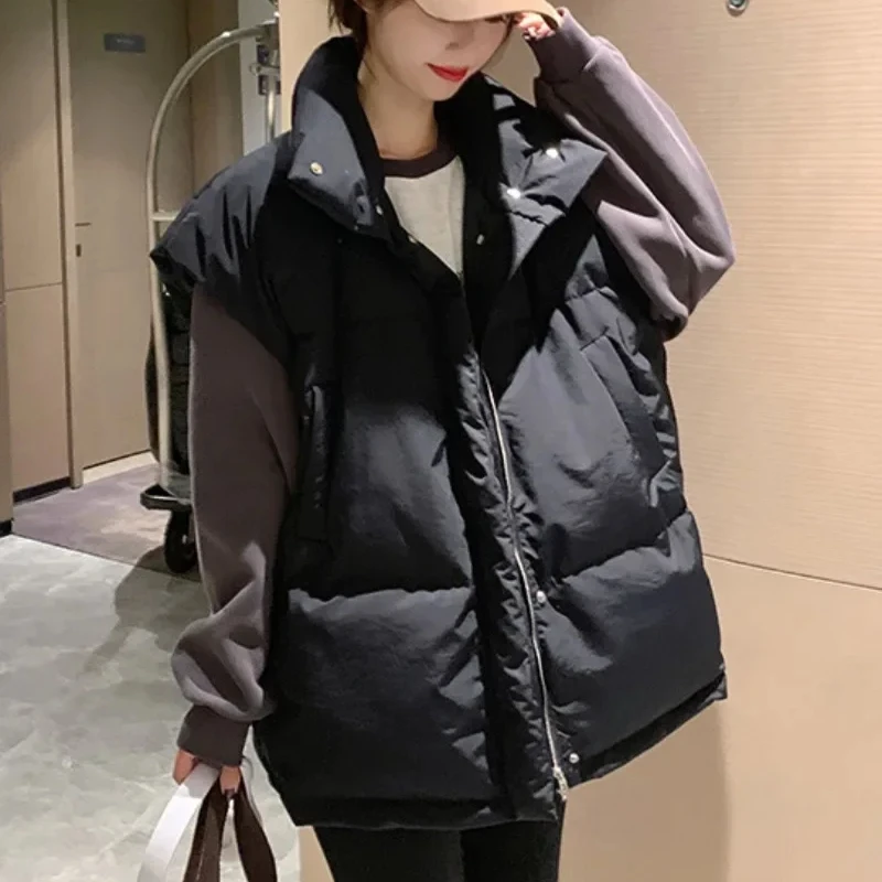 Padded Vest Gilet - Colete Feminino de Cor Sólida com