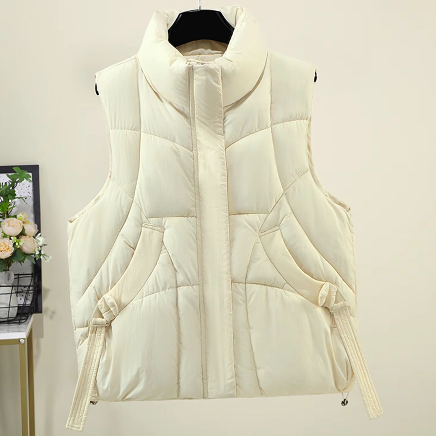 Padded Vest Gilet - Colete Feminino Acolchoado com Gola Alta,