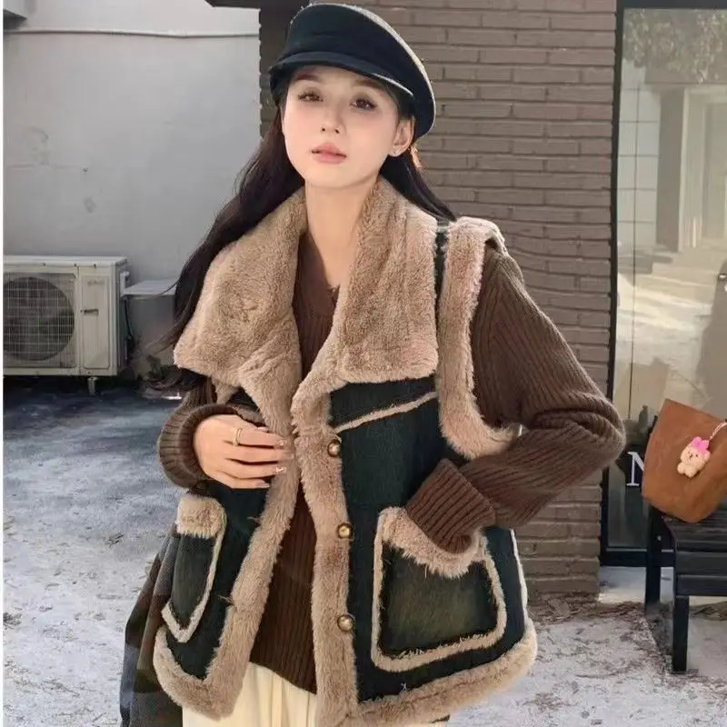 Padded Vest Gilet - Senhora vison veludo giletes leve acolchoado