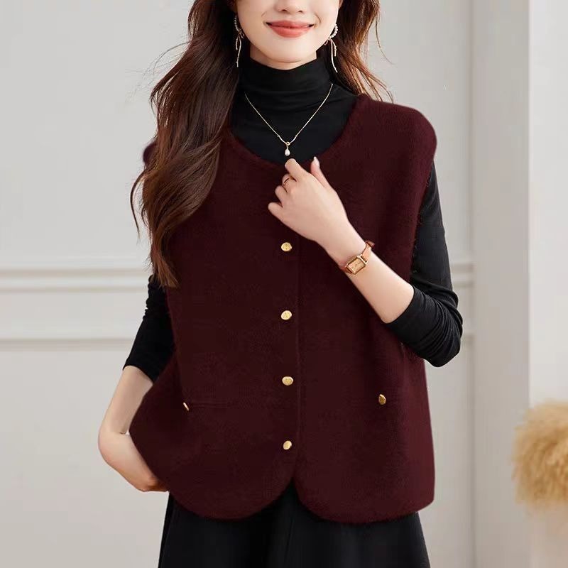 Winter Clothing Offer - Colete de malha feminino sólido moda