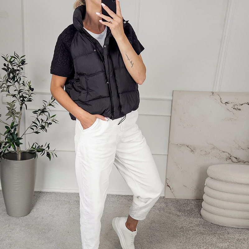Colete Feminino Elegante Curto - Padded Vest Gilet avaliação e preço
