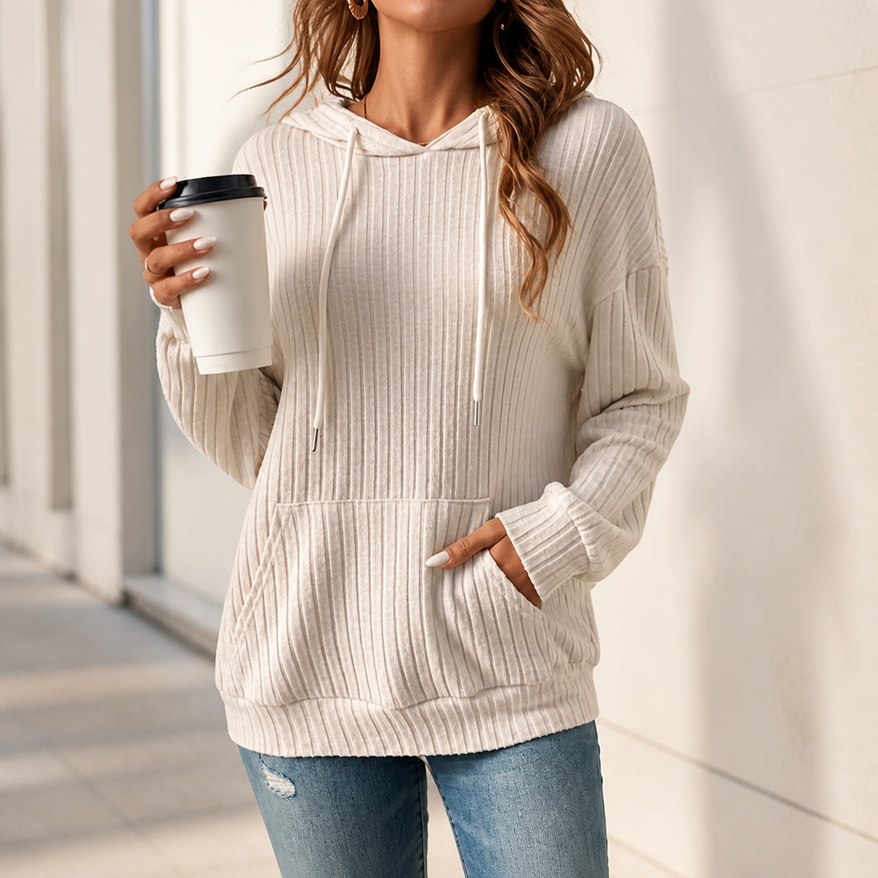 Suéter Feminino com Capuz, Rou - Winter Clothing Types avaliação e preço